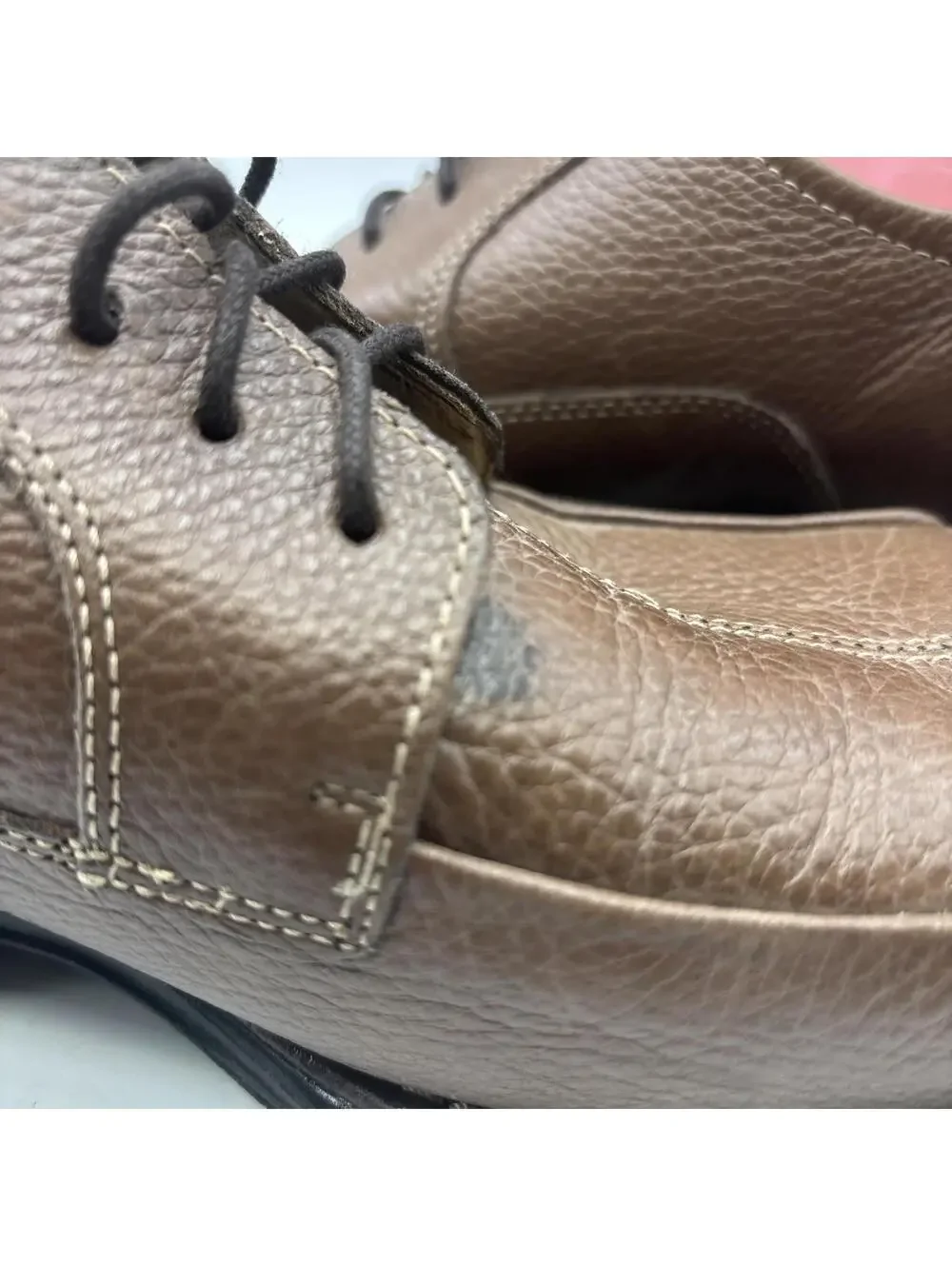 Studio Belvedere Men's Bay Bridge Brown Pebbled Leather Dress Oxford Sz 10.5 EEE
